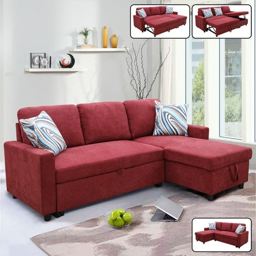 Ainehome Red Flannelette 2-Piece Couch Living Room Sofabed