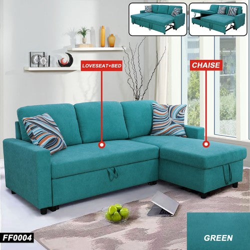 Ainehome Green Flannelette 2-Piece Couch Living Room Sofabed