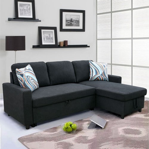 Ainehome Black Flannelette 2-Piece Couch Living Room Sofabed