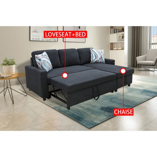 Ainehome Black Flannelette 2-Piece Couch Living Room Sofabed