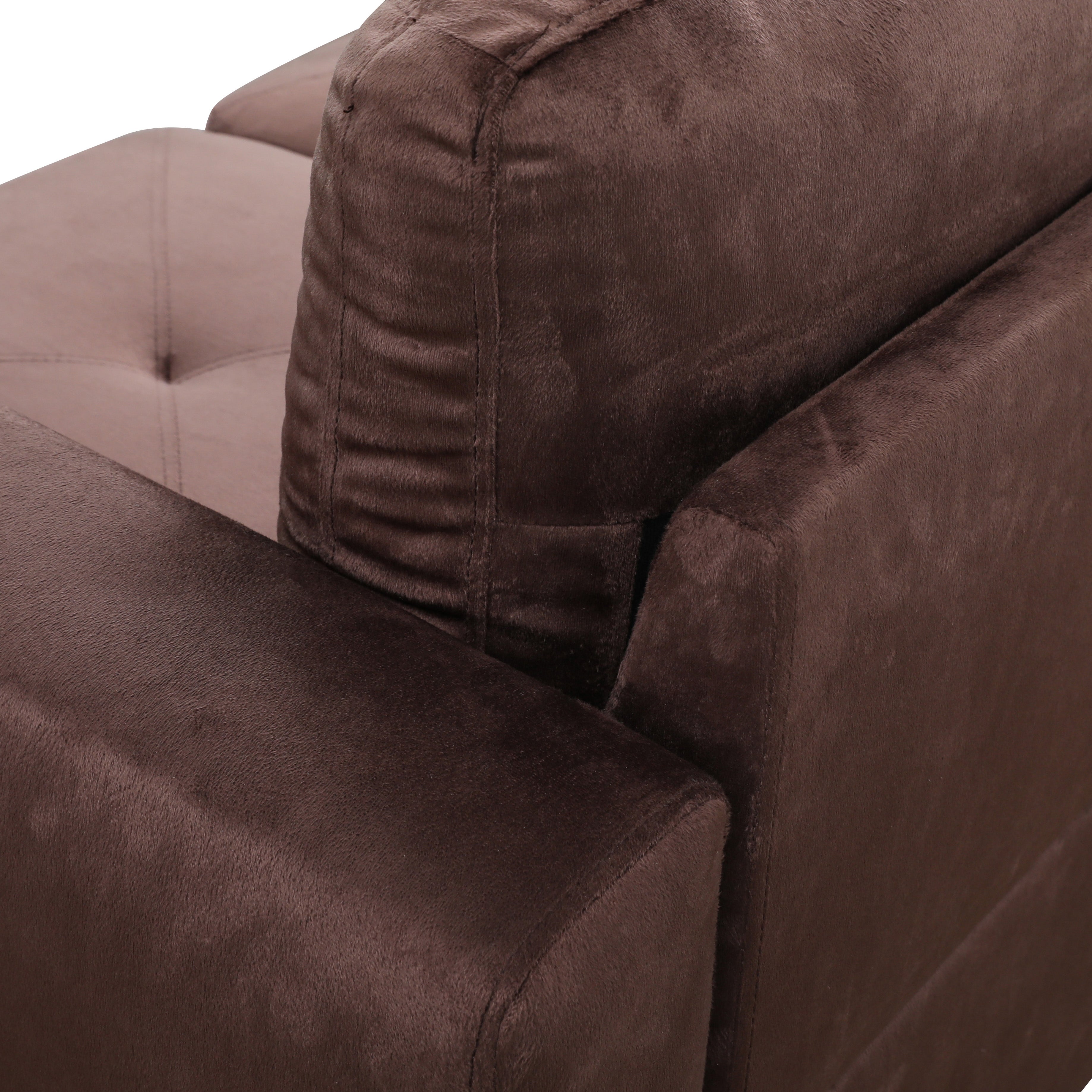 Ainehome Brown L-Shaped Microfiber Sofa Set