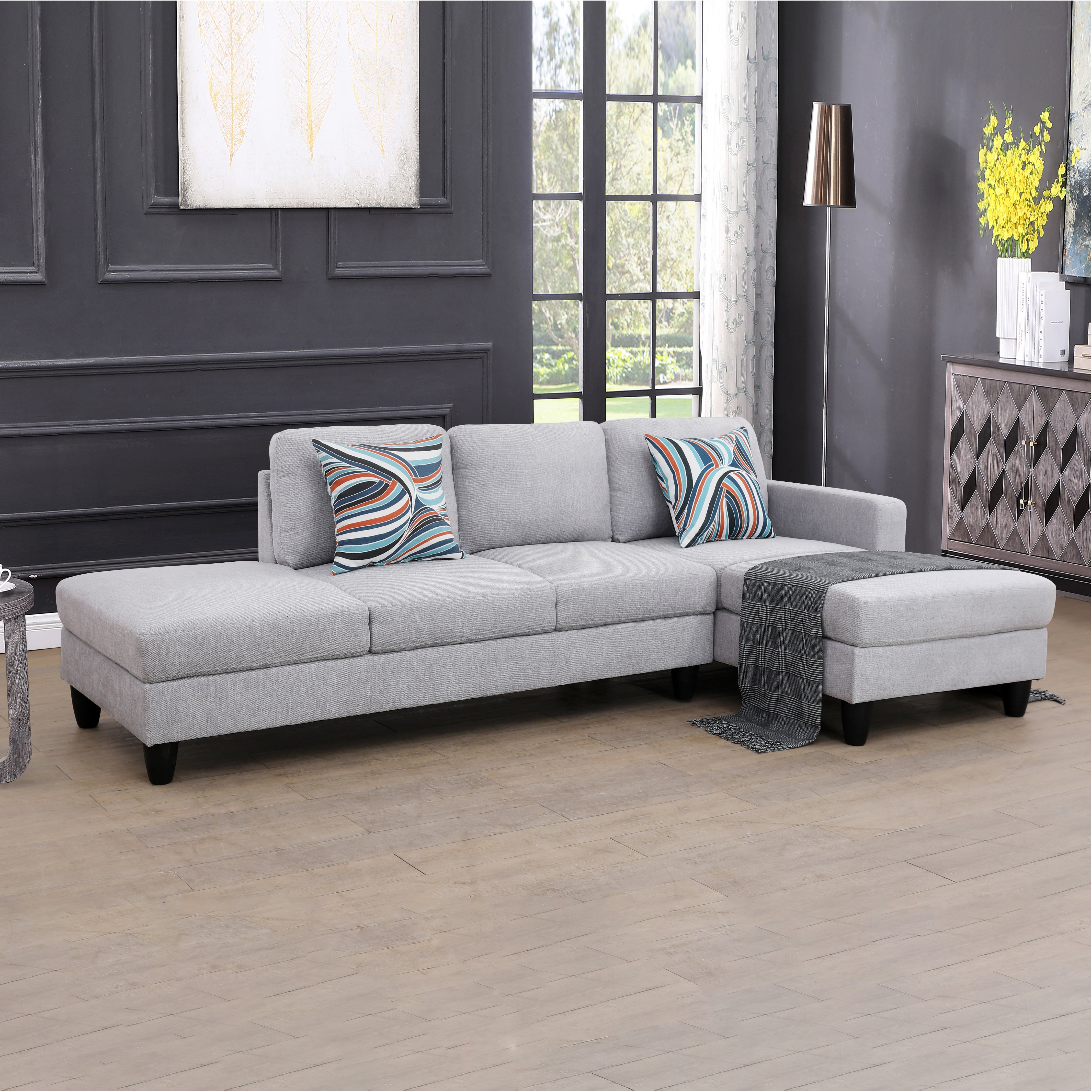 Ainehome Grey White Lint 2-Piece Couch Living Room Sofa Set